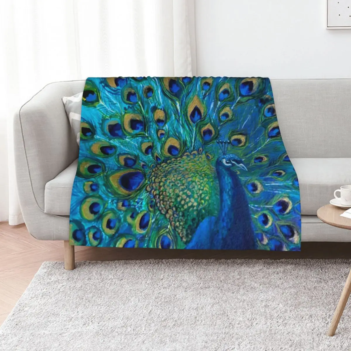 Beautiful Painted Peacock in its Full Glory Throw Blanket Comforter Thins Personalized Gift Luxury Brand for babies Blankets