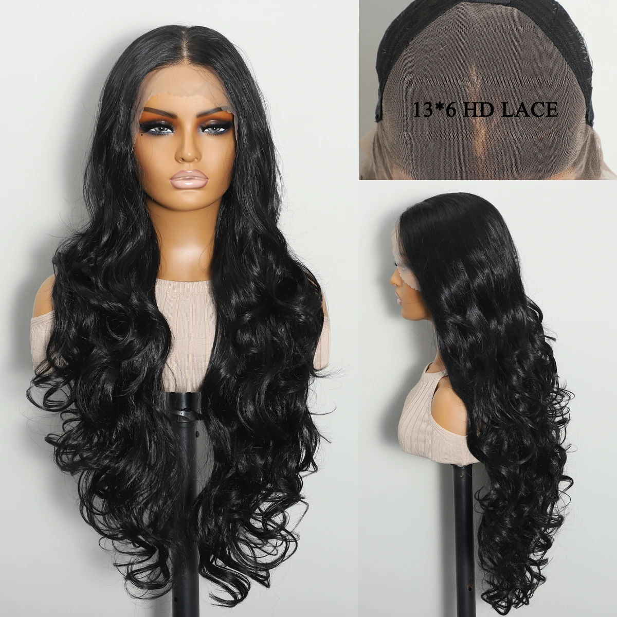 

30-дюймовый синтетический парик HD Lace Front с прозрачной сеткой 13x6, многослойный, с романтическими локонами, термостойкий, для женщин