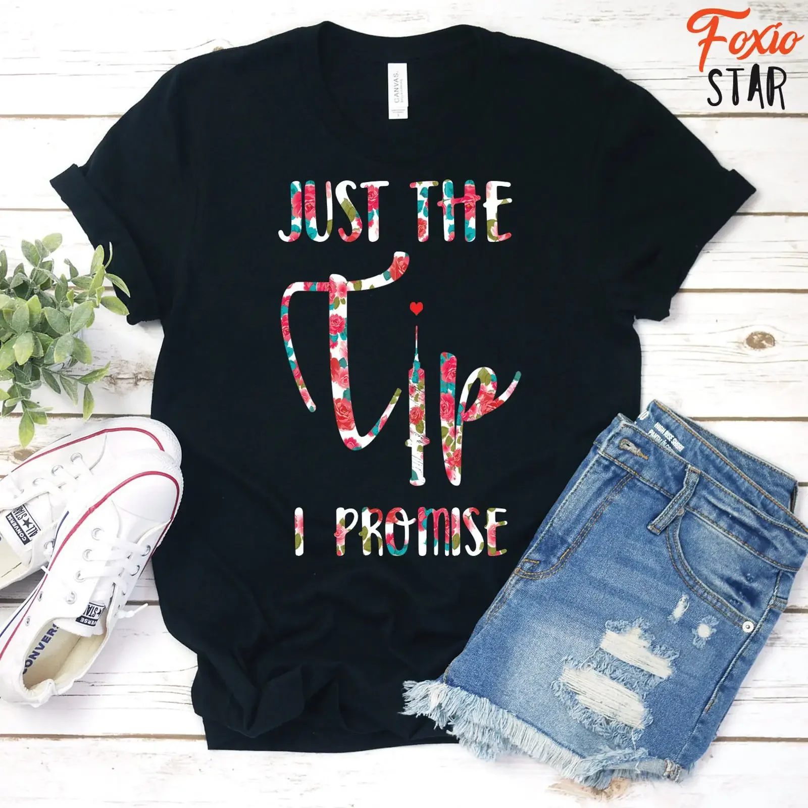 Just The Tip I Promise T Shirt Funny Nurse Nursing Student  vintage Washed Stylish Top For Everyday Wear Slightly homme Casual