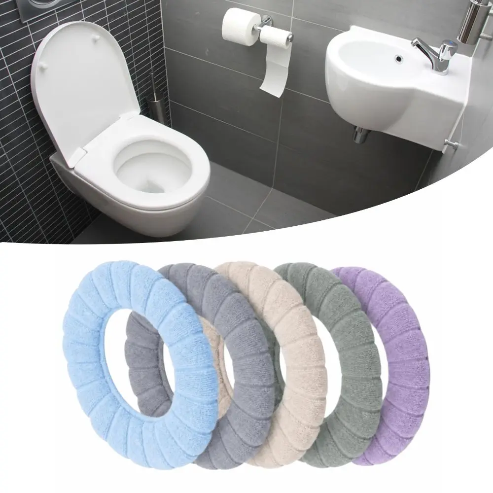 5 Pack 5 Color Combinations Toilet Seat Cover Polyester Washable Toilet Seat Pad Thickened Material Soft Toilet Seat Cushion