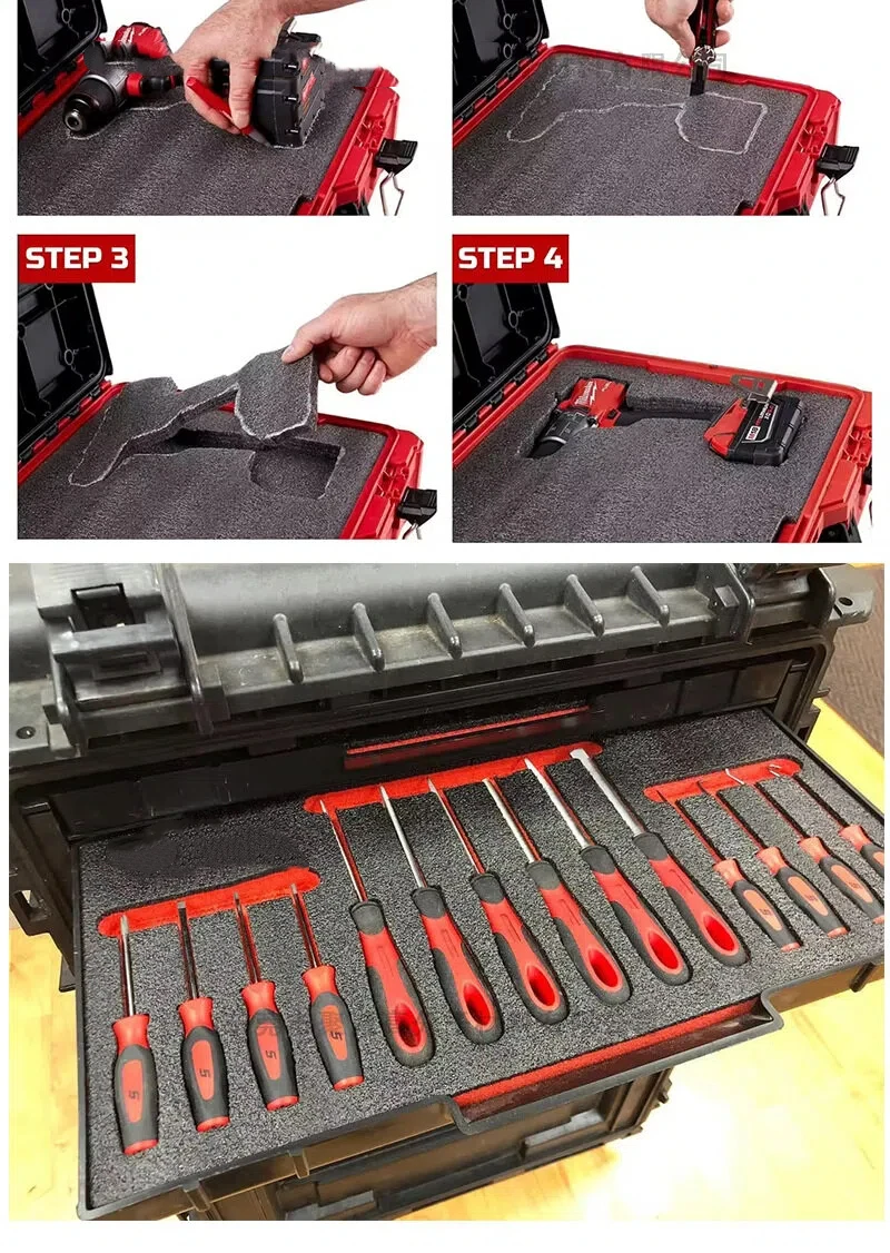 2Pcs Tool Box Foam Inserts Packing Foam Pads Camera Case Cushioning Insert Sheet for Transport DIY Crafts Toolbox Liner