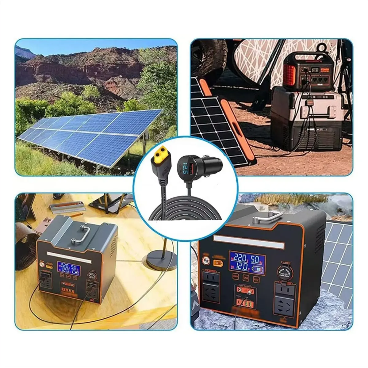 【~ New Y24A】DC 12V/24V Plug Car Charger with Digital Display for Drone Solar Panel RV Solar Generator 16AWG Lighter