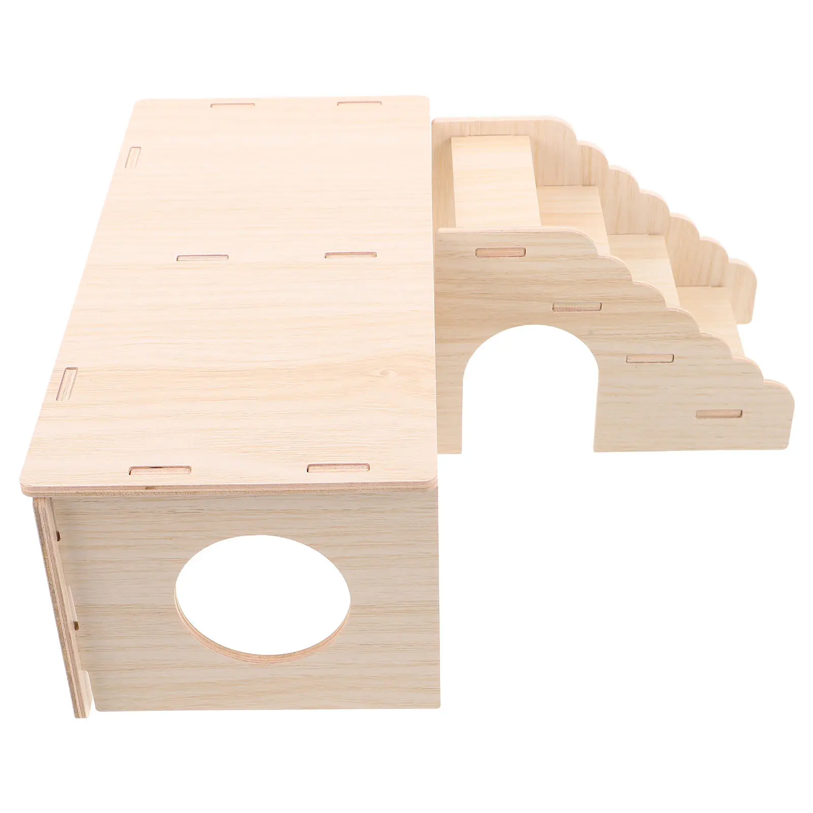 1Set Wooden Hamster Tunnel Natural Hideout Climbing Ladder Multi Chamber Small Animal Cage Accessories Hamster Habitat