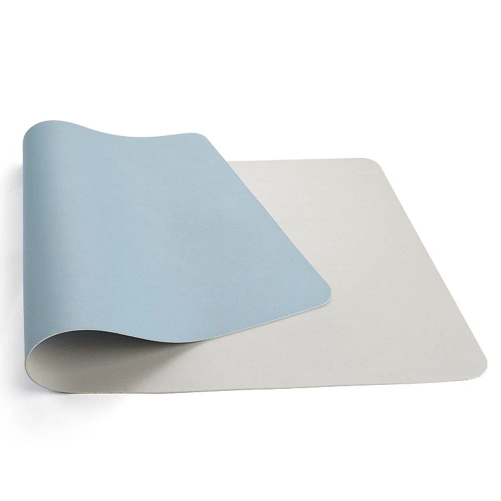 

PU Desk Mat Sky Blue Silver Double Sided Waterproof Anti Slip Computer Keyboard Mouse Pad for Office Gaming Desk Surface