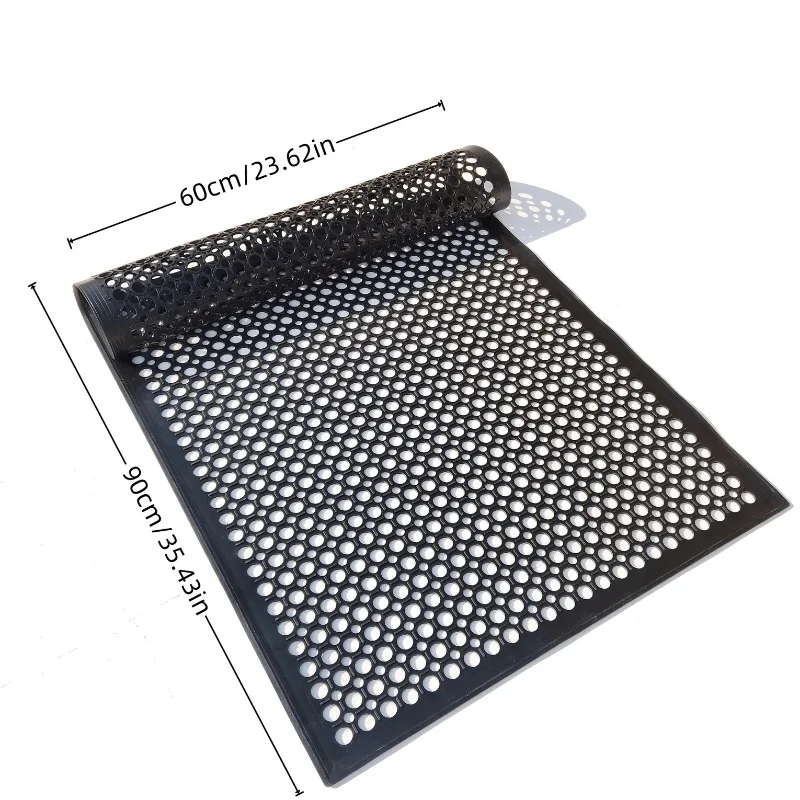 Heavy-Duty Rubber Floor Mat for Bathrooms Kitchens Restaurants & Industrial Entrances Anti-Slip Drainage Door Mat & Drain Holes