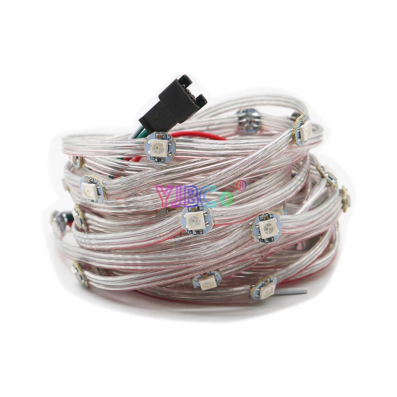 50pcs Pre-soldered WS2812B LED Heatsink 5050 RGB DC5V Built-in WS2811 IC & 10cm Wire light