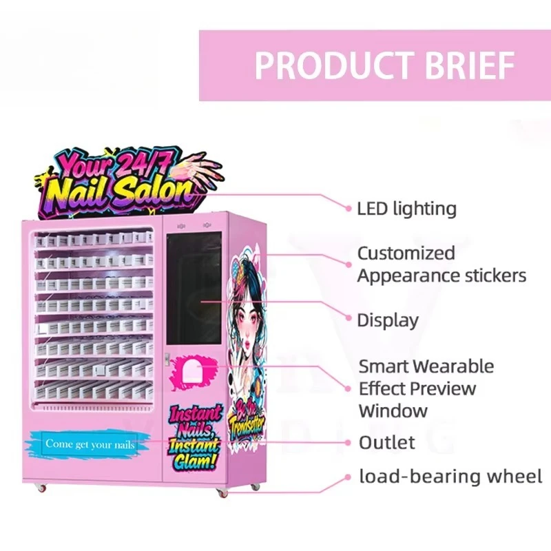 Energy-Saving Automatic Nail Vending Machine Touchscreen Display Remote Monitoring Multiple Payment Options Customized Capacity