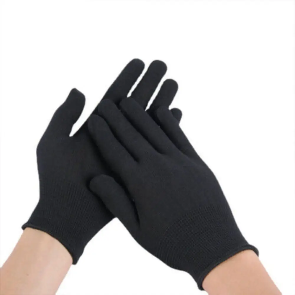 6 Pairs Black Full Finger Elastic Safety Gloves Universal Comfortable Garden Hand Protection Gloves Work Safety Supplies