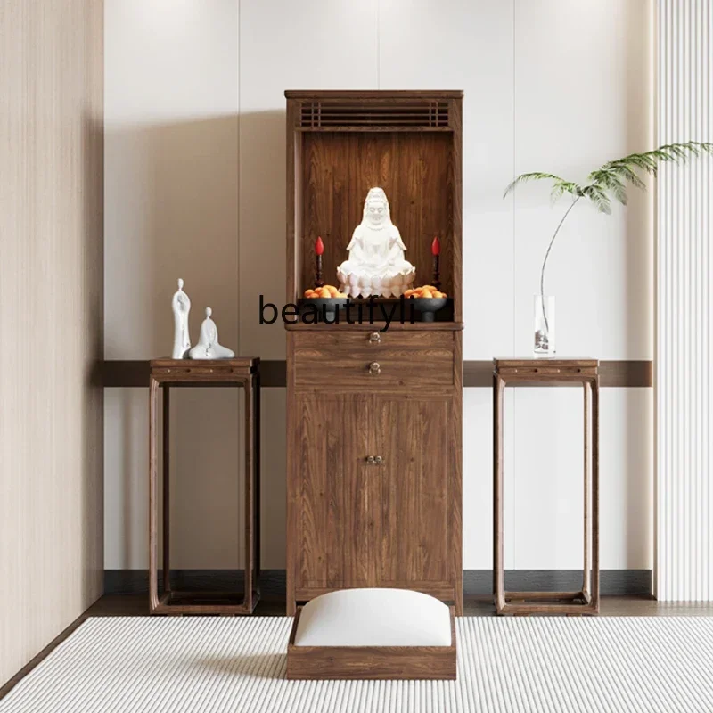 

Asmt52 Household Buddhist niche solid wood vertical cabinet, new Chinese cabinet, living room offering cabinet, small apartment
