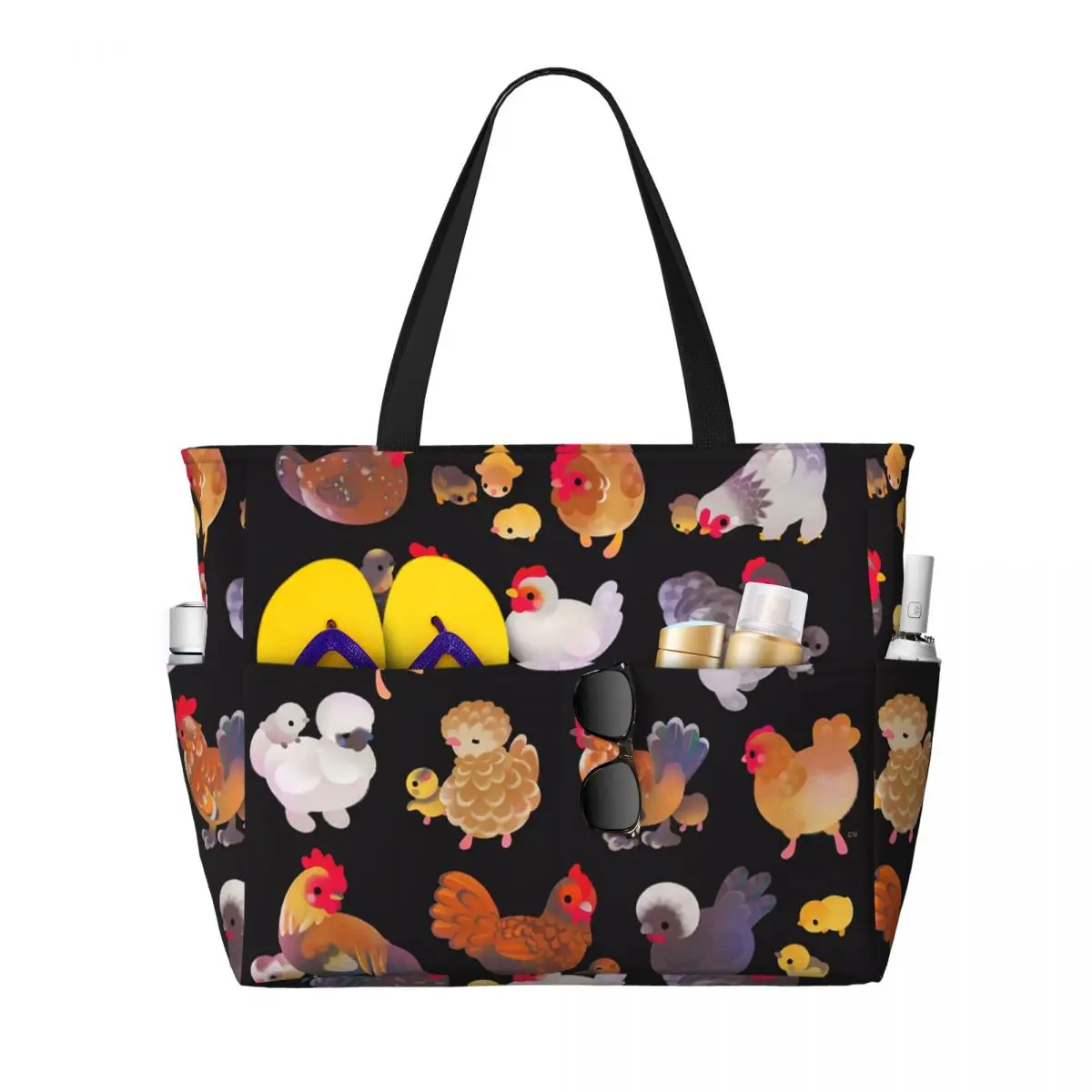 

Chicken And Chick - Dark Beach Tote Bag Sport Gym Yoga Duffle Large Tote Bag Women Travel Bag Fitness bag