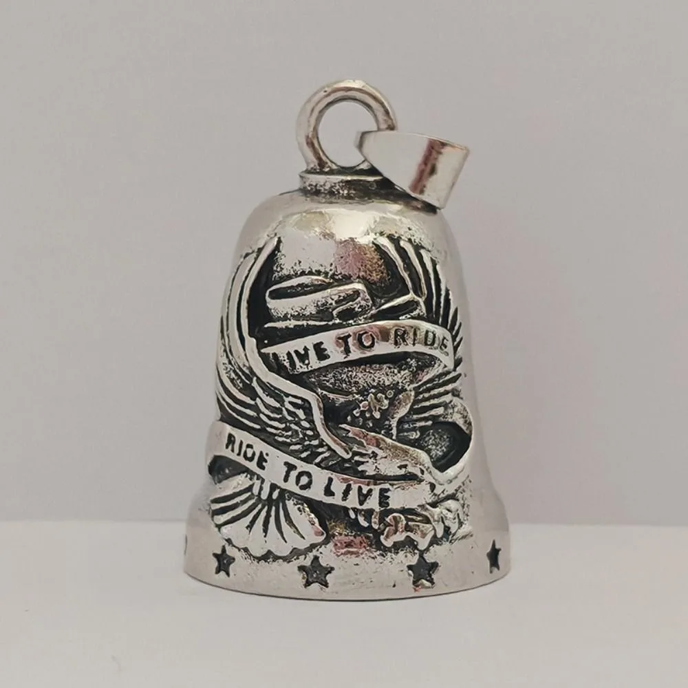 Live to Ride Motorcycle Guardian Bell Pendant Punk Style Evil Spirit Trap Bell Lightweight Small Size Biker Good Luck Charm
