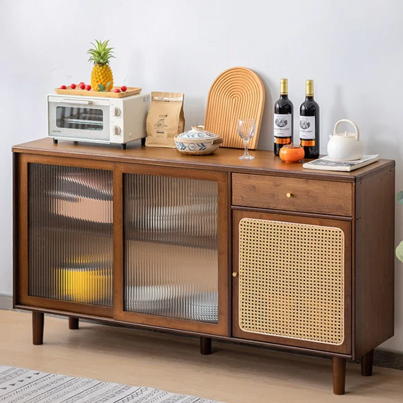 Armario de aparador montado en la pared para el hogar, cocina, armario bajo, moderno, minimalista, sala de estar, armario lateral de té, casillero de almacenamiento de Bambú
