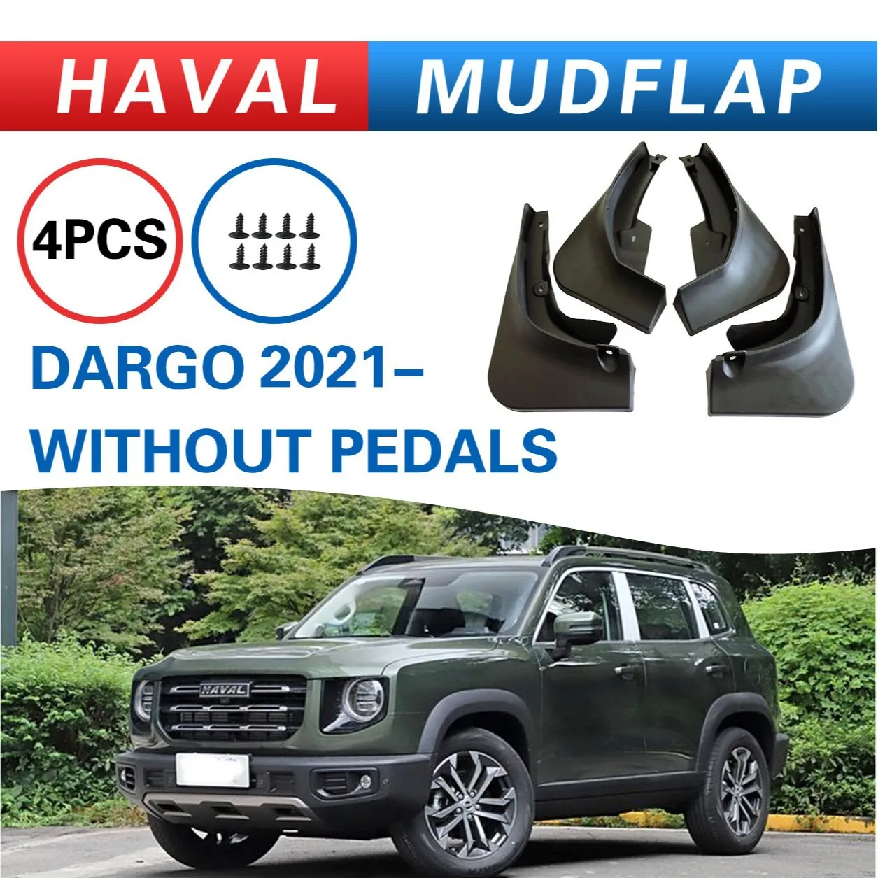 

For HAVAL Dargo Without pedal 2021 car mudguard, Splash proof mudguard, front and rear wheel fender