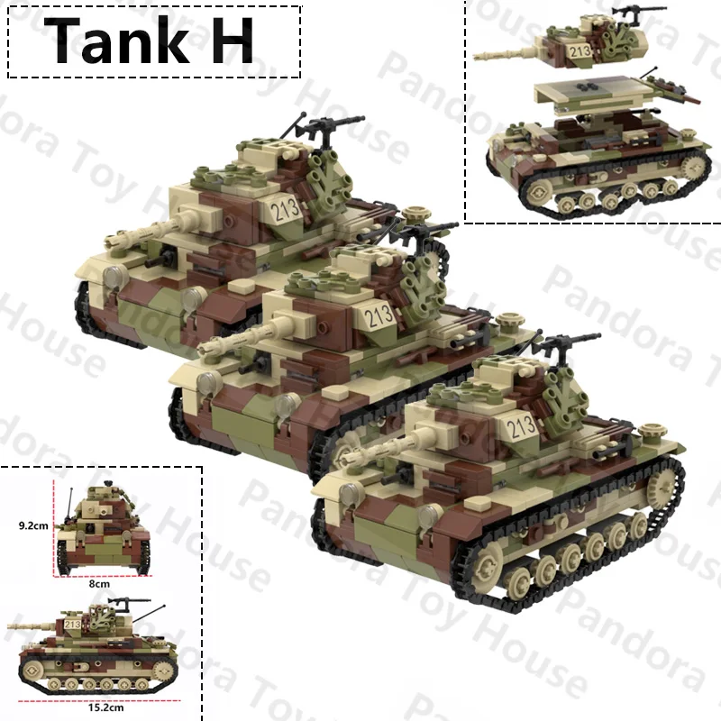 MOC Military WW2 Vehicle Tank Action Armored Car Weapon Mortar Building Block Figure Gun Accessories Toys