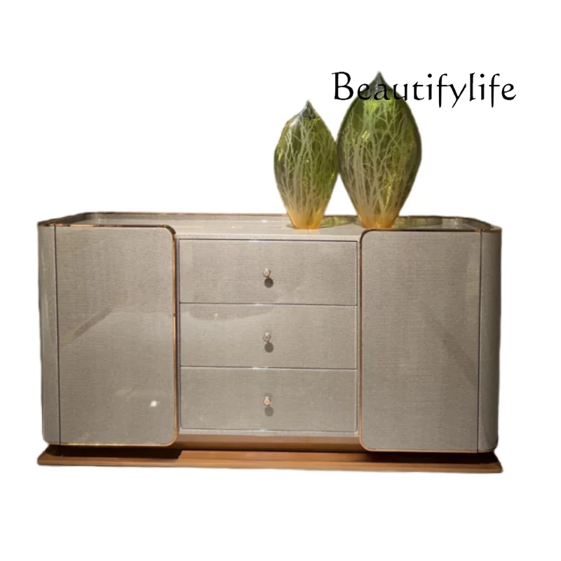 

Italian light luxury solid wood dining side cabinet, modern simple bedroom TV cabinet, living room storage fashion