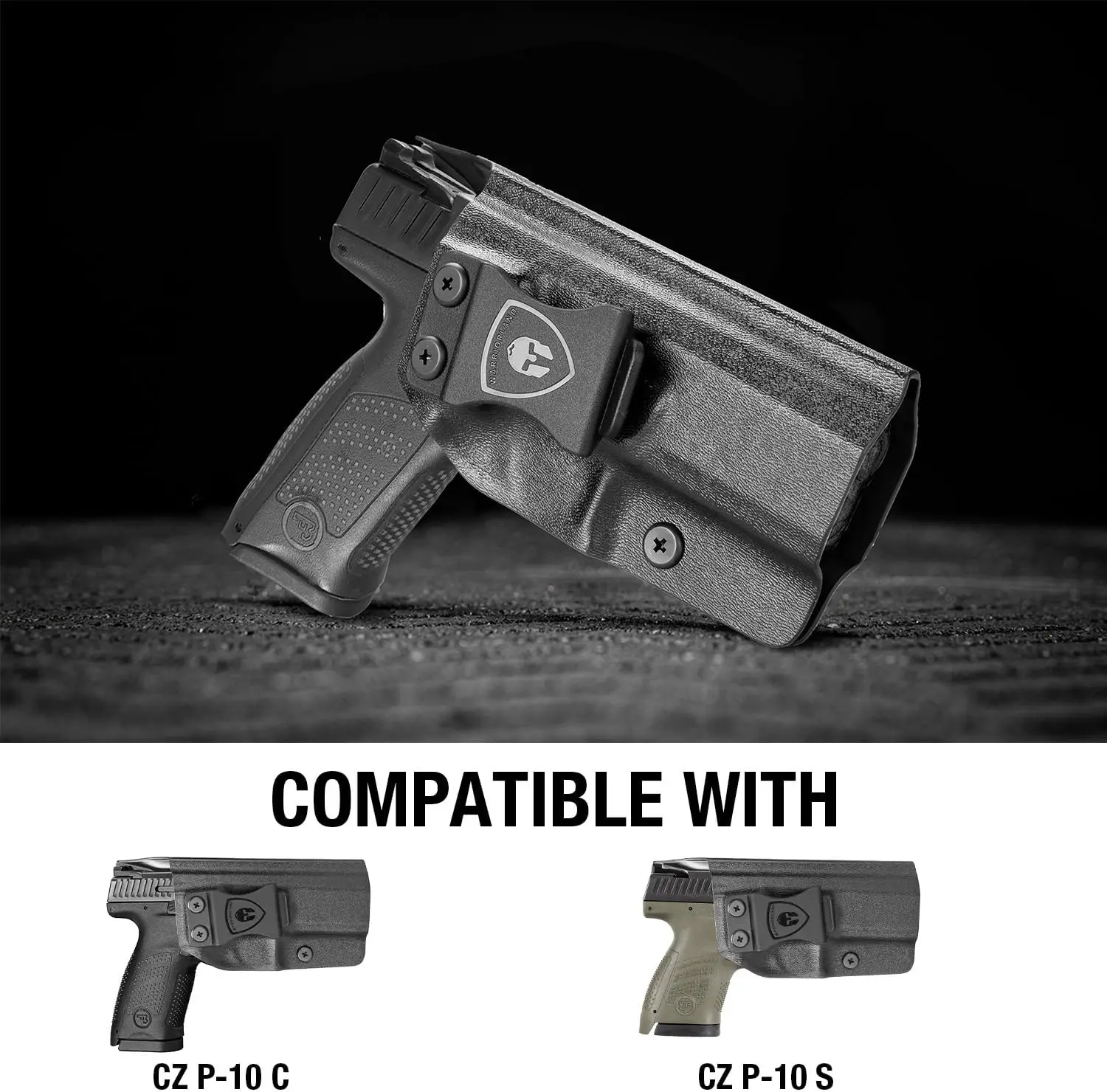 For CZ P-10 C,CZ P-10 S, Kydex Holster,Inside Waistband Concealed Carry IWB,'Posi-Click',Full Length Sweat Guard, Right Hand