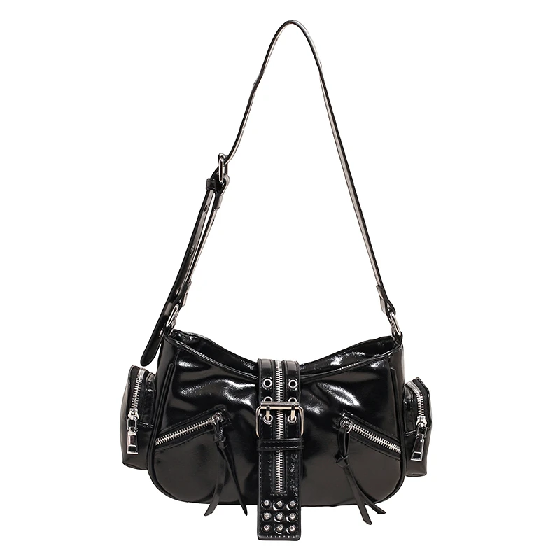 

High Quality Women PU Leather Handbags Saddle Bags Fashion Ladies Rivet Shoulder Messenger Bags Casual Crossbody Bags for Women