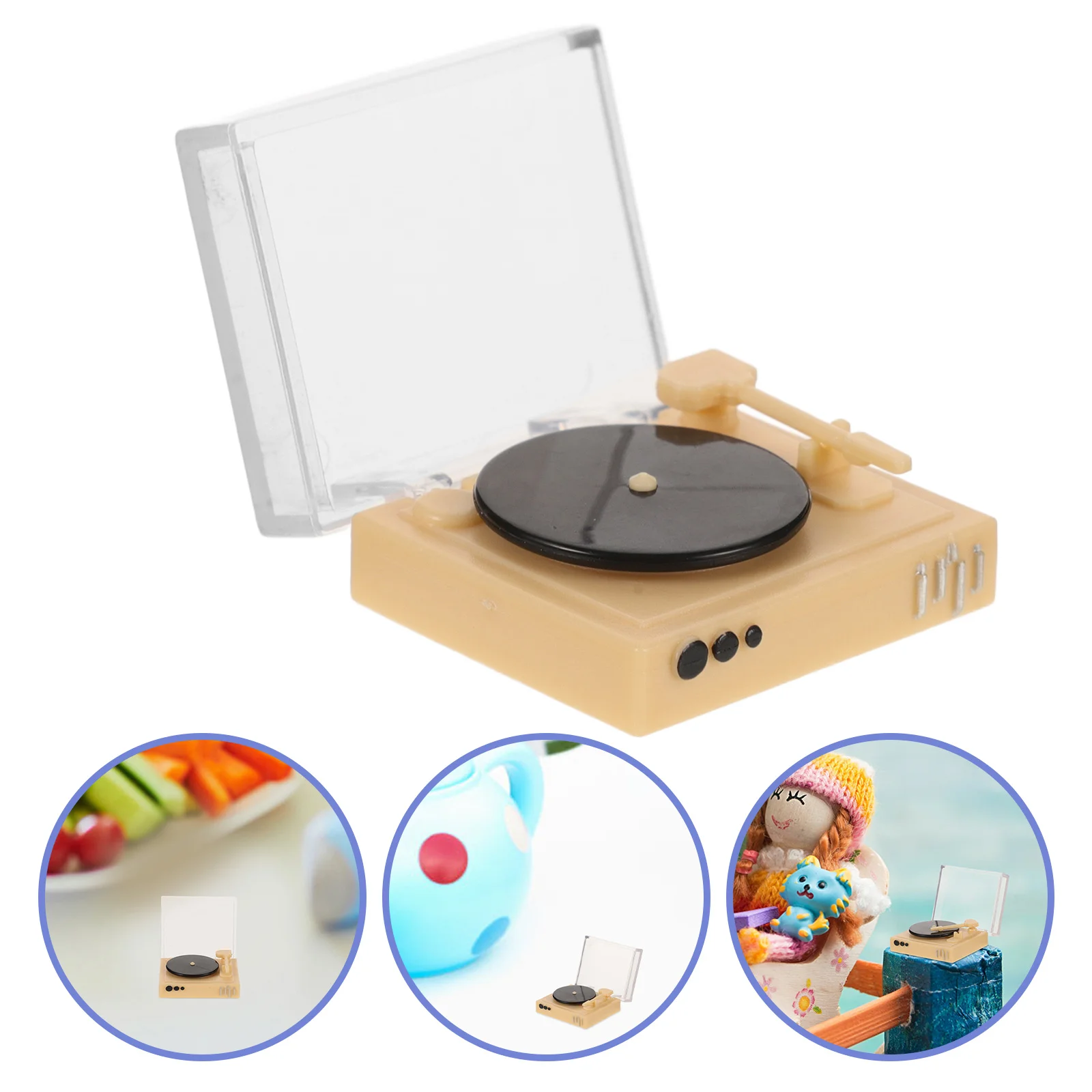 Simulation Record Player Dollhouse Furniture Model Retro Decor Mini Miniature Decorate Musical Room Furnishings Plastic