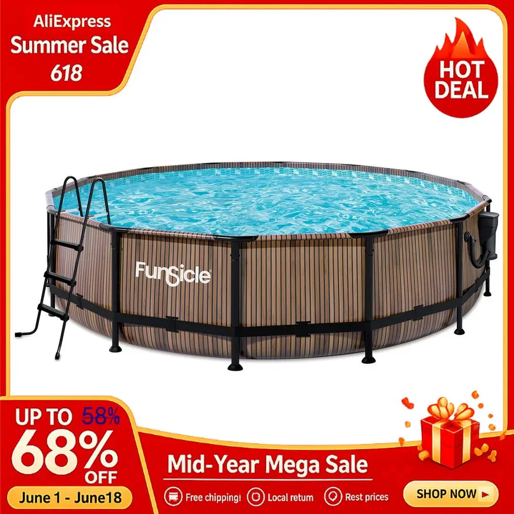 Prism Frame 15 x 48 Above Ground Swimming Pool Set with Filter Pump, Ladder, Pool Cover, and Maintenance Pool Cleaning, Custom