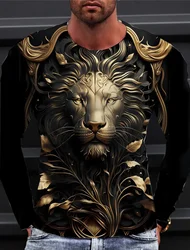 Lion 3D Full Printing Men's Long Sleeve T-shirt For Men Clothing Casual Fashion Sportswear Harajuku Clothing Streetwear Tops