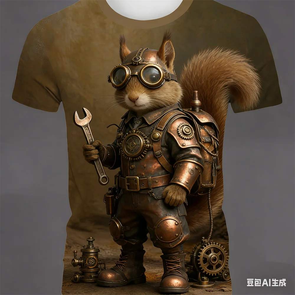 المبهر كول الحيوان المطبوعة تي شيرت رجالي ثلاثية الأبعاد لطيف القط نمط الرجال الملابس الترفيه موضة مضحك طاقم الرقبة قصيرة الأكمام بلايز