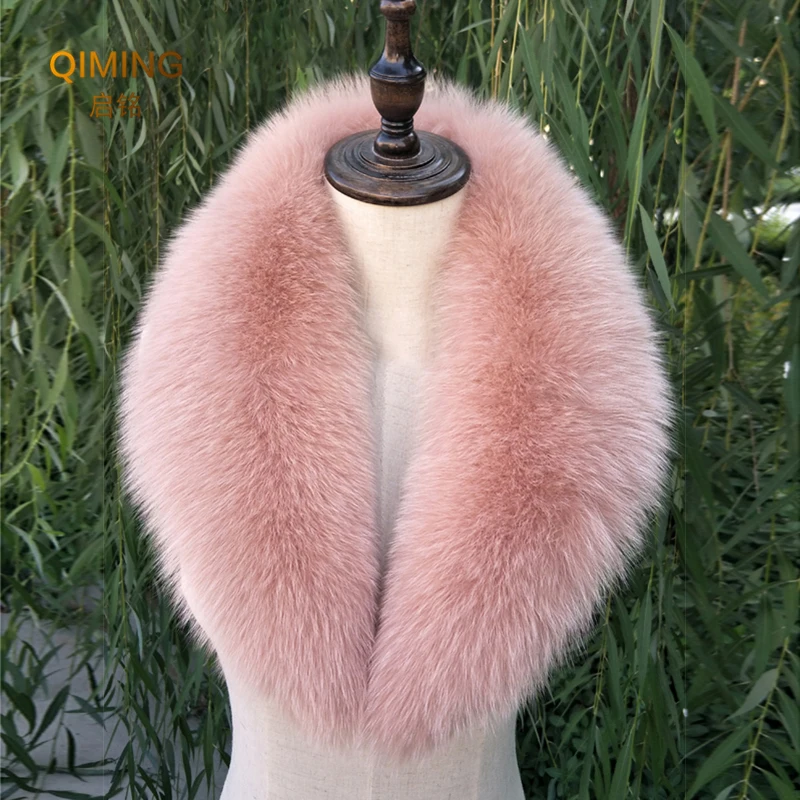 Real Fox Fur Collar Neck Warmer Women Fur Scarf Men Coat Jacket Furry Shawl Wraps Winter Warm Fur Collar Fluffy Fur Scarf Shawls