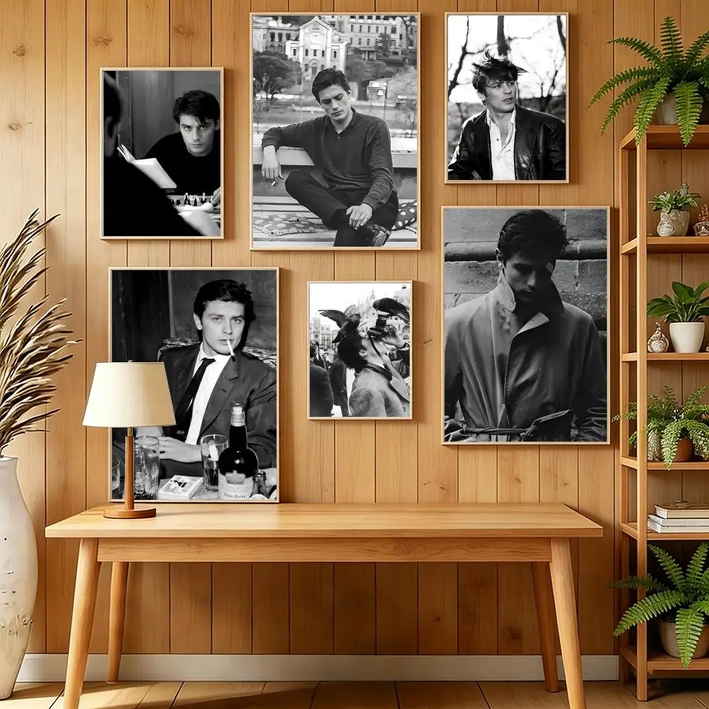 Póster del actor francés A-Alain Delon, pegatinas murales autoadhesivas HD para pared, pegatinas para dormitorio, sala de estar, decoración del hogar, regalo