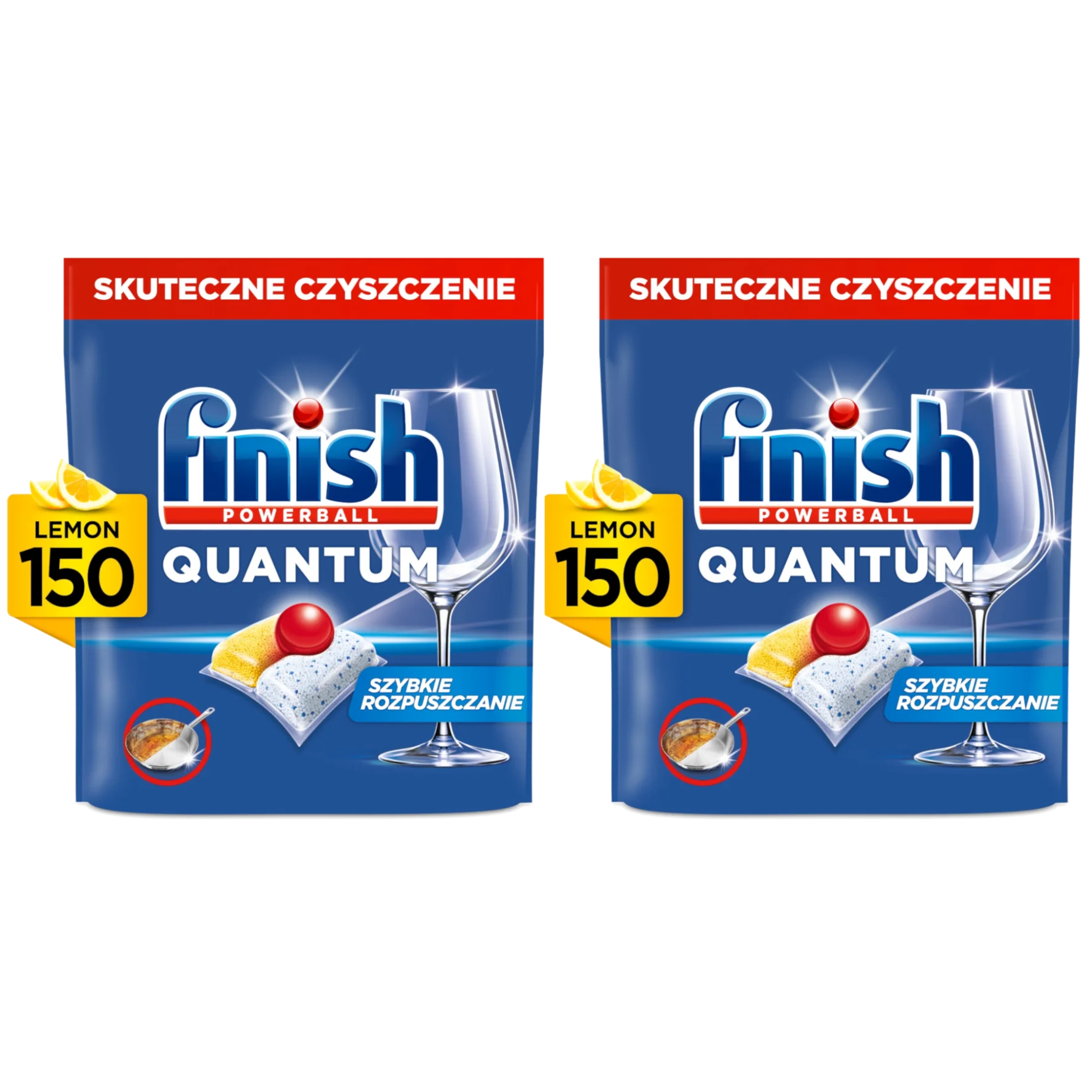 2x Vaatwascapsules FINISH Quantum All in 1 Lemon 150 stuks