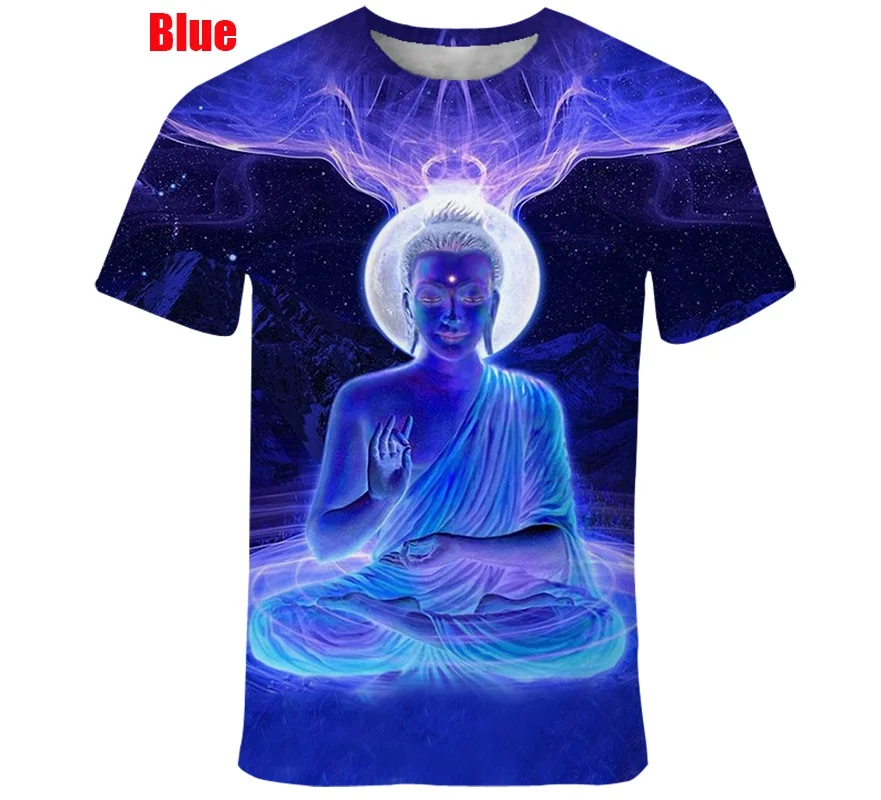 2022 New 3D Print Religious Shakya Muni Buddha Face Men T Shirts Summer Casual Hip Hop Street Short Sleeve Top