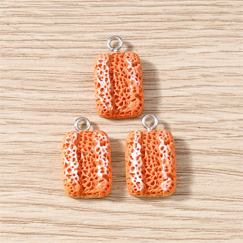 10 Stück niedliche Lebensmittel-Anhänger aus Harz, Frühstücks-Brot-Anhänger für die Schmuckherstellung, Halsketten, Ohrringe, Armbänder, DIY-Bastelzubehör – Detail 11