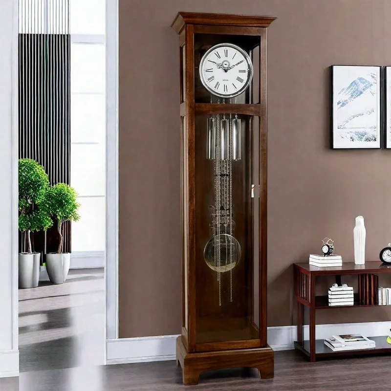 

Европейские напольные часы для гостиной, современные простые легкие роскошные ретро креативные часы из цельного дерева