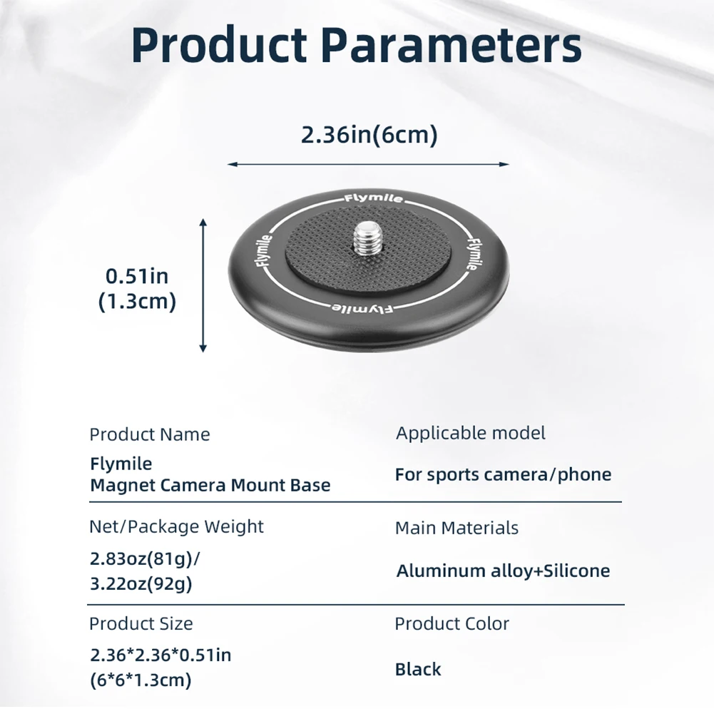 Support de caméra à base magnétique avec rotule à 360 °, adaptateur de caméra, vis 1,4 ", DJI Action 5 Pro, Insta360, DJI Pocket 3