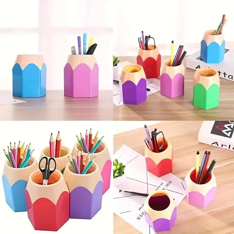 Pencil Shaped Pen Holders,Pencil Storage Organizer,Cute Desktop Pen Cup,Makeup Brush Container,Pencil Pot,Cartoon Stationery Rac