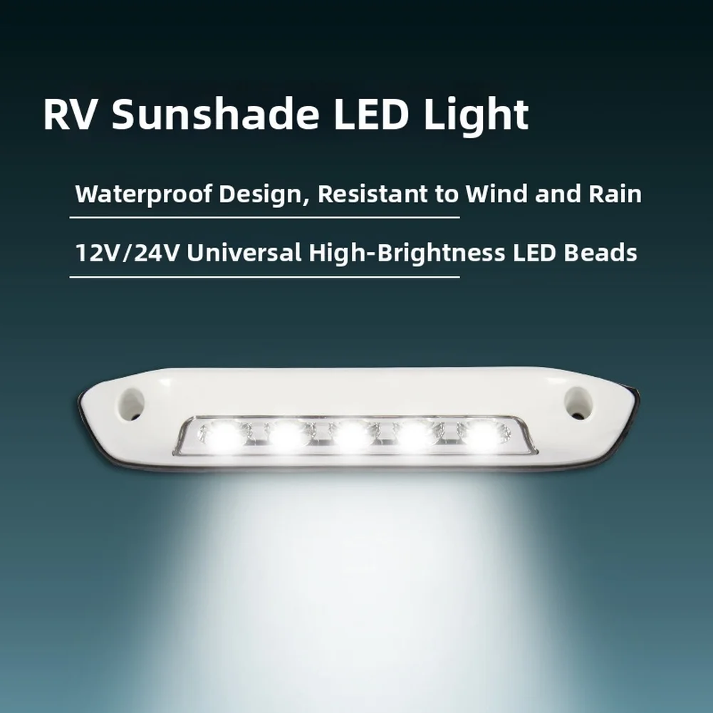 Waterproof LED Awning Light Strip 12V 24V for RV Exterior Lighting Compatible with Most For Camper Awning Frame Types