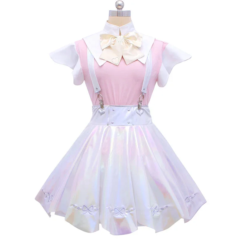 Anime Game Cosplay Traje para Mulheres, Nebula Girl, OVERDOSE, Kage Kawaii Girl, Alça Superior, Saia, Peruca, Fato Completo, Acessórios de Carnaval