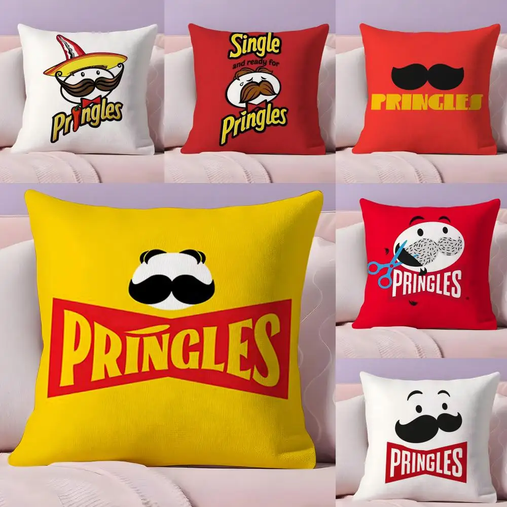 Klassischer P-Pringles-Kissenbezug aus Plüschstoff, weicher, doppelseitig bedruckter Sofakissenbezug, farbecht, Heimdekoration, Geschenk