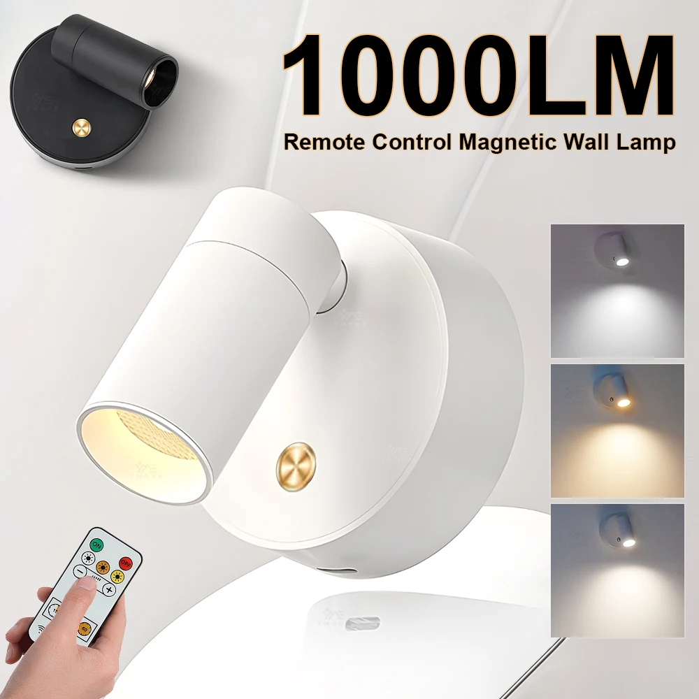 New Magnetic Wall Light LED Remote Room Decorative Lights 350° Rotatable USB Rechargeable Bedroom Bedside Night Light Kids