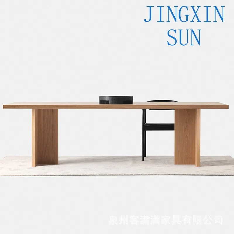Solid wood dining table wabi-sabi style simple log desk rectangular long table small household type