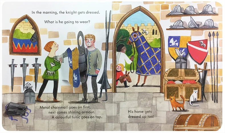 Usborne Peep Inside The Castle Montessori pädagogische englische Bücher für Kinder Baby 3D Flap Bedtime Reading Bilderbuch