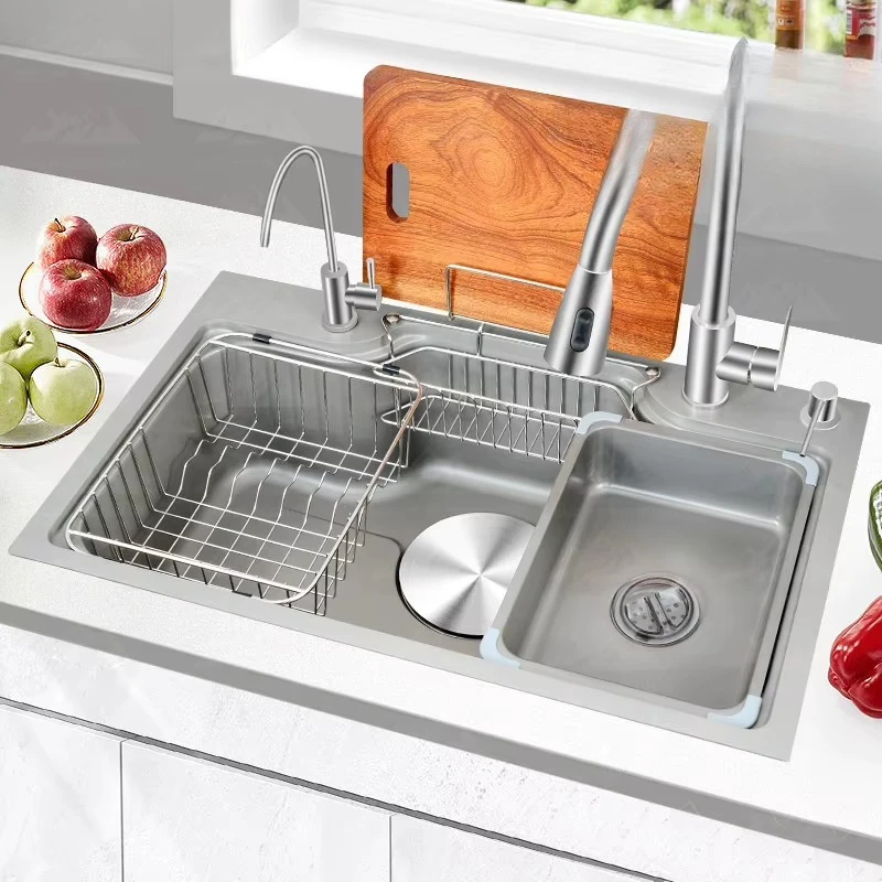 Factory Direct 2026 Wayon Original Color Large Single Slot SUS304 Stainless Steel 5MM Embossed Kitchen Sink with Under Sink
