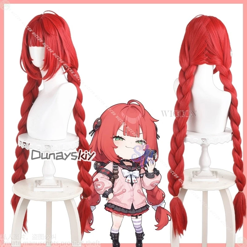 

Anime Game Zenless Zone Zero Cosplay Ukinami Yuzuha Costume Red Kawaii Double Pony Wig Jirai Kei Girls Red Wigs Halloween Cos