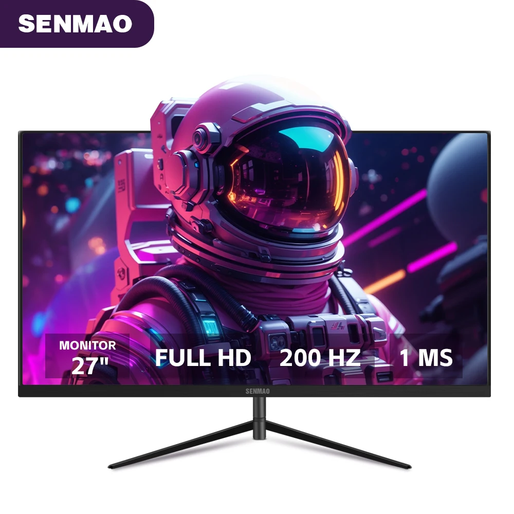 SENMAO 27 Inch Pc Gamer Monitor 200Hz MVA Lcd Display Full HD Desktop Gaming Computer Screen DP HDMI 1920×1080