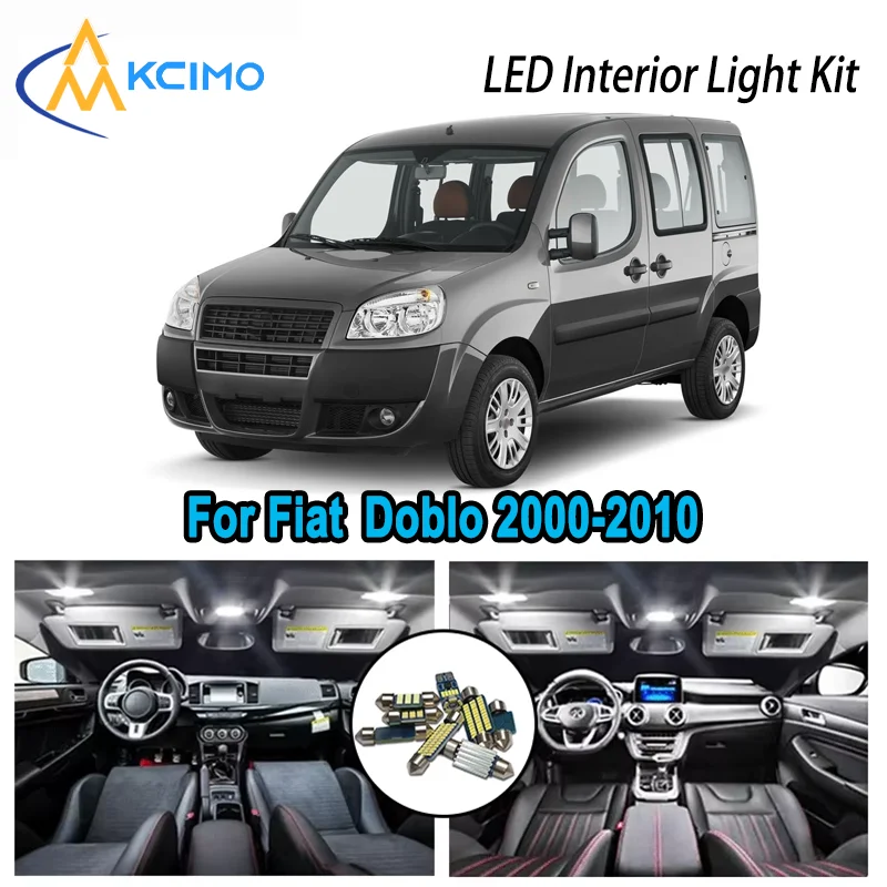 

High-Quality LED Interior Kit for Fiat Doblo 2000-2010 2001 2002 2003 2004 Premium Error-Free Dome Map Trunk Automotive Lamps