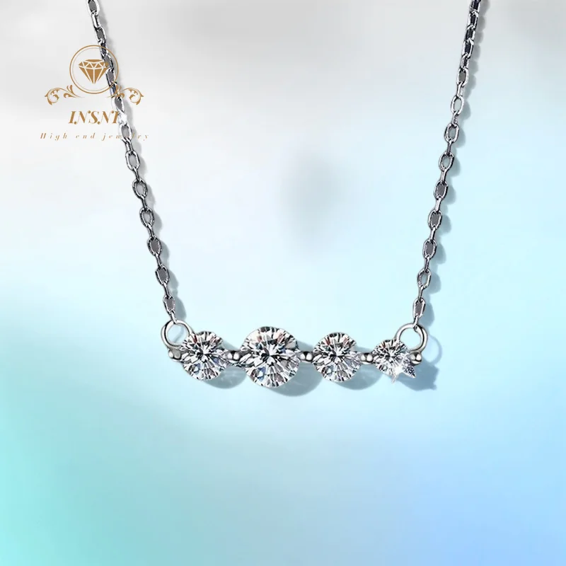 

1.2ct Moissanite S925 Silver Full Drill Clavicle Chain Minimalist Princess Pendant GBA Certified Women's Trendy Accessories