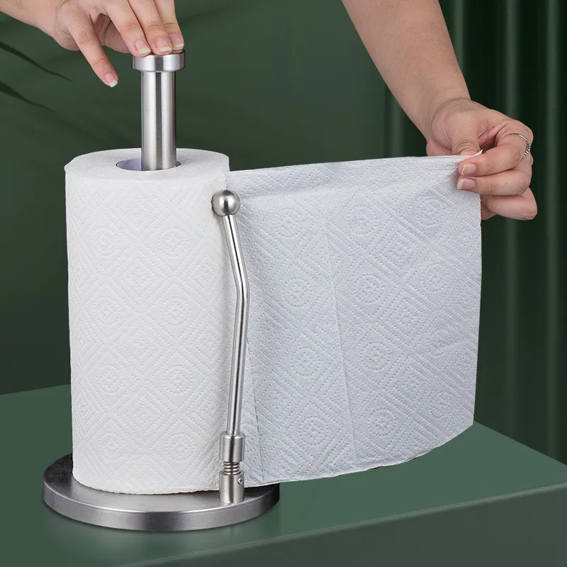 Stainless Steel Tissue Holder Roll Paper Holder Vertical Paper Holder Creative Kitchen Tissue Holder No Punching Holder