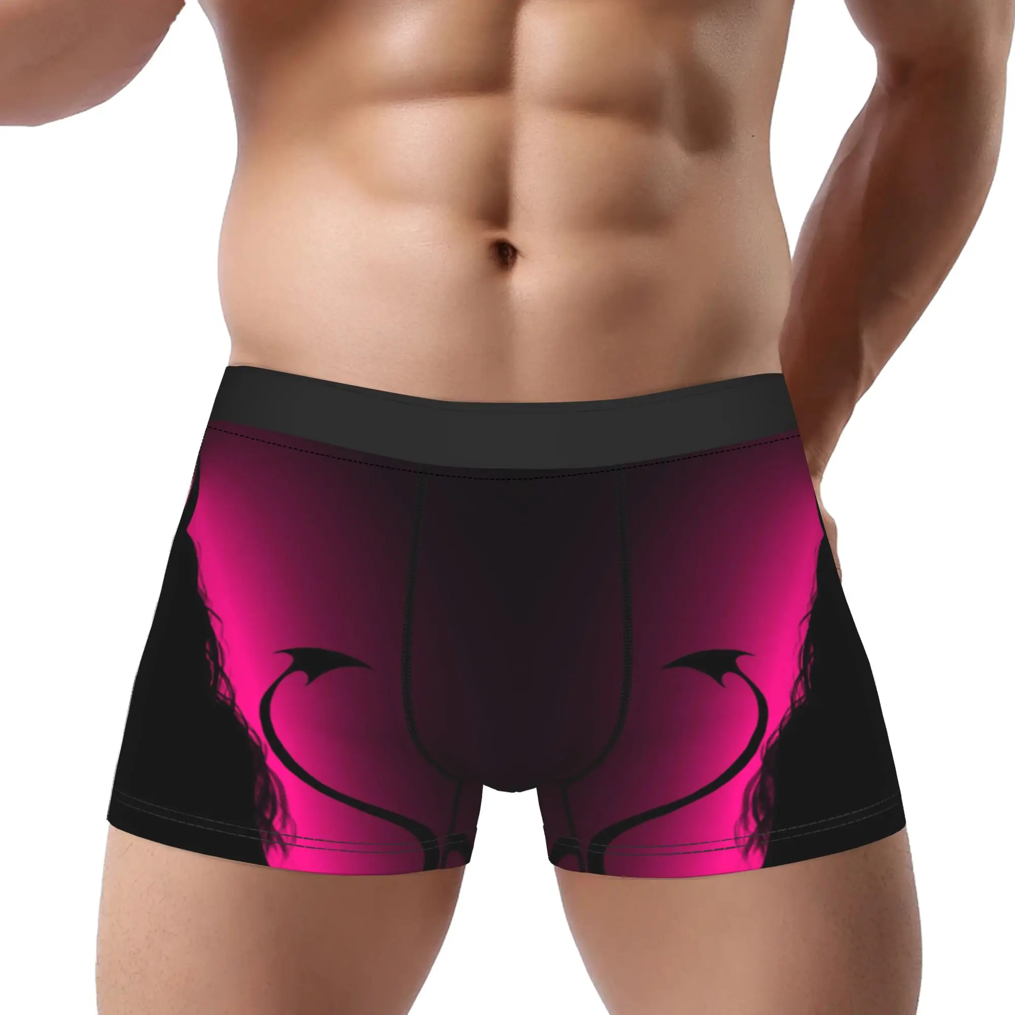 Pink Devil Girl Silhouette Art  Underpants Breathbale Panties Male Underwear Comfortable Shorts Boxer Briefs