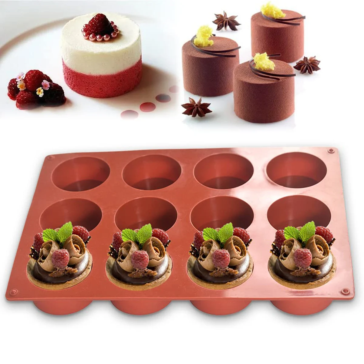 

Round Cake Molds Silicone Molds For Baking Cookie Chocolate Covered Bakeware Pastry Mould Round Cupcake Cake practical tools