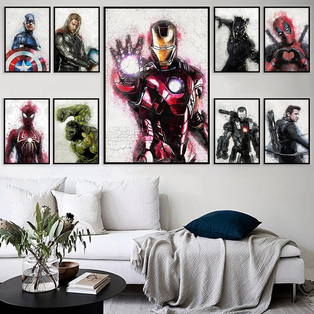 Canvas Painting Marvel Movie Avengers wall Art Posters Superhero Spiderman Iron Man Modern Home Decor Canvas Painting Mural P