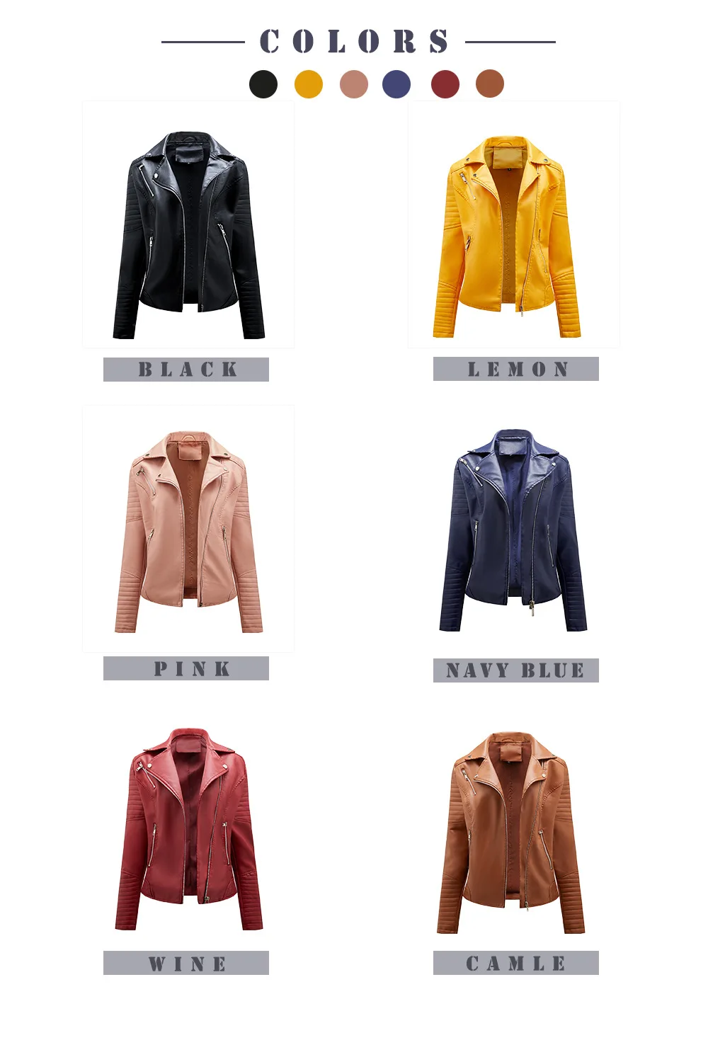 Women's Short Leather Jacket, Slim Fit, Flip Collar, Motorcycle Suit, Oblique Zipper Jackets, Spring and Autumn Clothes, tops