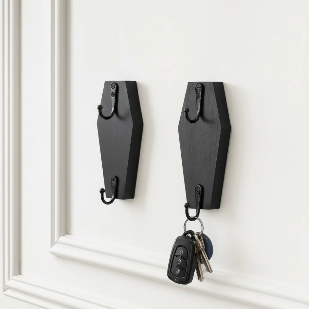 Wooden Wood Door Hanger Hooks No-drill Traceless Design Wall Mounted Hanger Punch Free Key Hangers Door Storage Hook